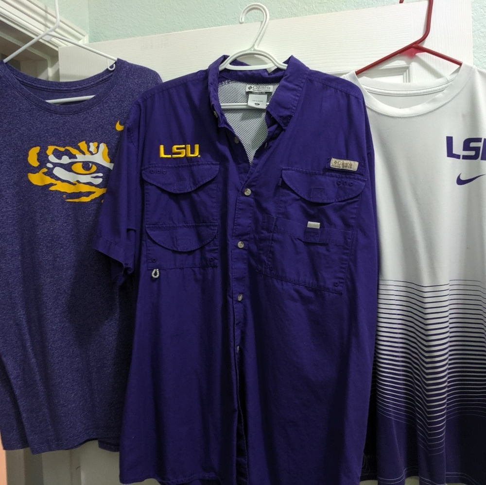 Men's LSU Columbia Nike short sleeves XL shirt